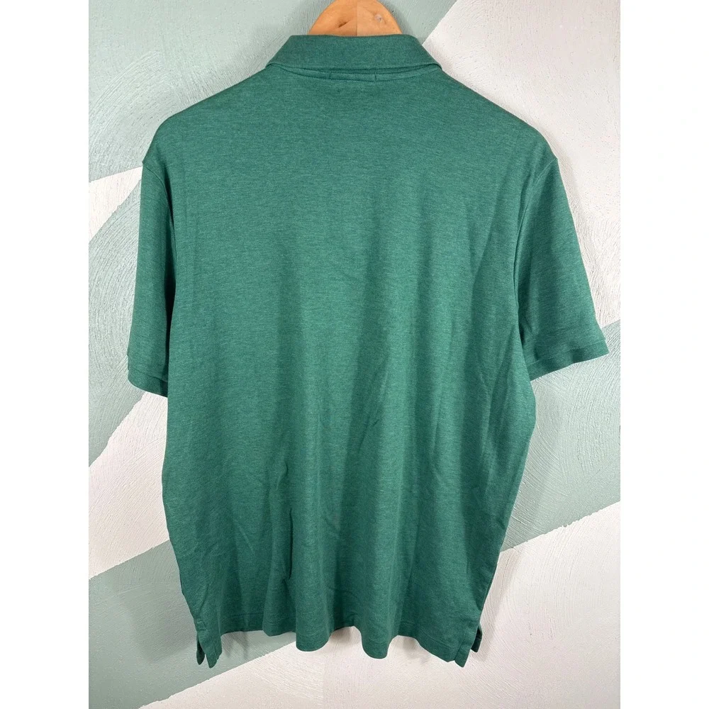 Polo Ralph Lauren Men's Large Classic Green Heather Cotton Collegiate Polo Shirt